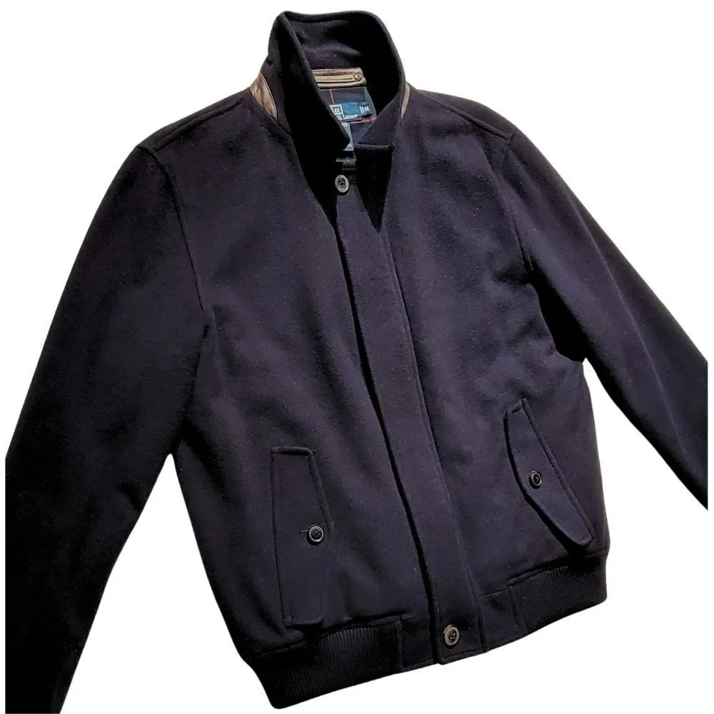 *RARE* POLO RALPH LAUREN Silk, Wool, Leather & Corduroy Bomber Jacket Mens M